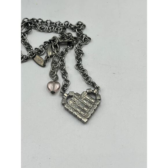 Sabika Retired Pink Heart Antique Silver Necklace - Picture 5 of 9